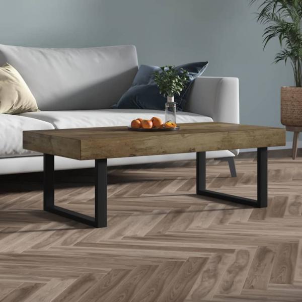 ARDEBO.de - Couchtisch Dunkelbraun und Schwarz 120x60x40 cm MDF und Eisen