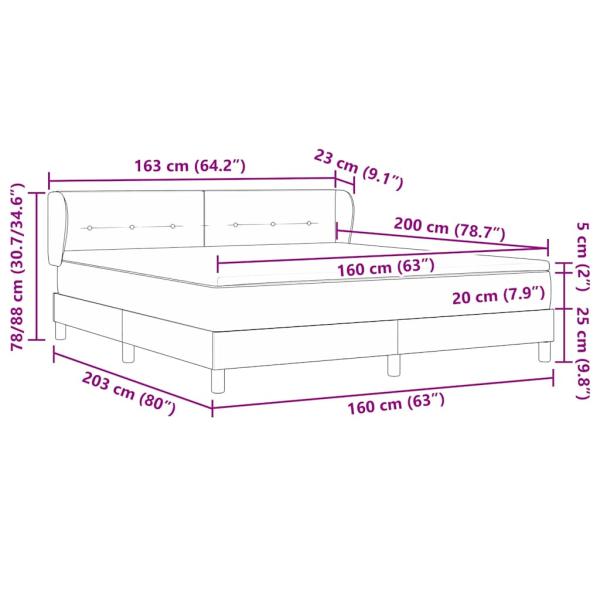 Boxspringbett mit Matratze Schwarz 160 x 200 cm Stoff