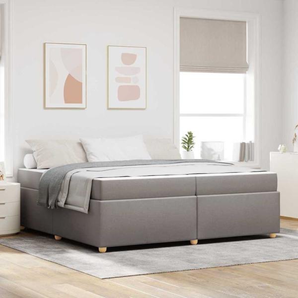 ARDEBO.de - Bettgestell mit Matratze Taupe 200 x 200 cm Stoff