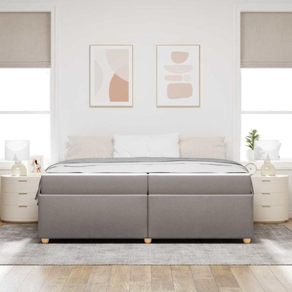Bettgestell mit Matratze Taupe 200 x 200 cm Stoff