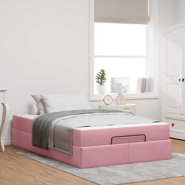 ARDEBO.de - Bettgestell mit Matratze mit Speicher Rosa 120 x 200 cm Samt