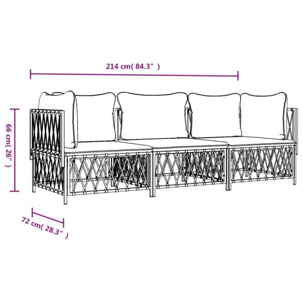 ARDEBO.de - 3-tlg. Garten-Lounge-Set mit Kissen Anthrazit Stahl