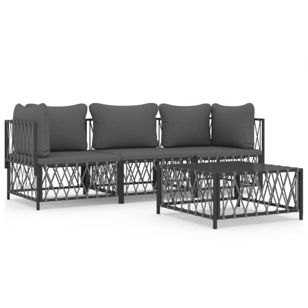 ARDEBO.de - 4-tlg. Garten-Lounge-Set mit Kissen Anthrazit Stahl
