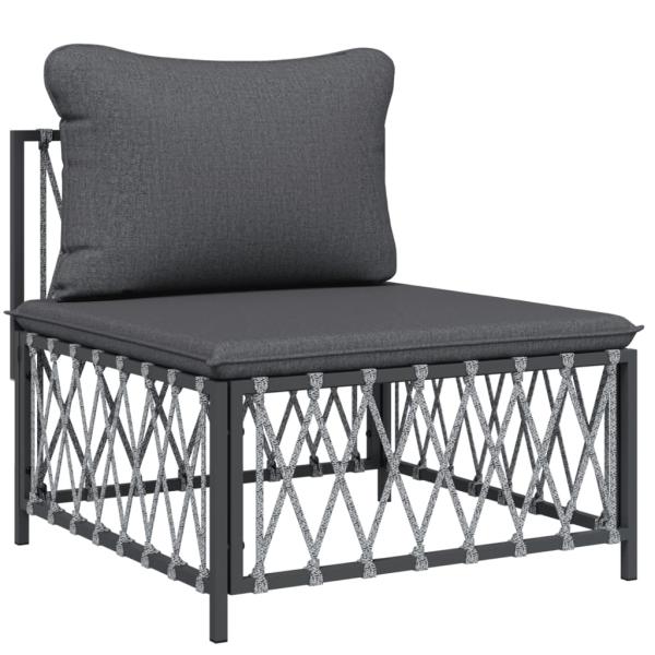 ARDEBO.de - 6-tlg. Garten-Lounge-Set mit Kissen Anthrazit Stahl