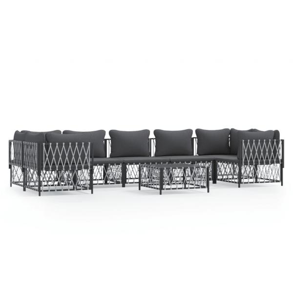 ARDEBO.de - 8-tlg. Garten-Lounge-Set mit Kissen Anthrazit Stahl