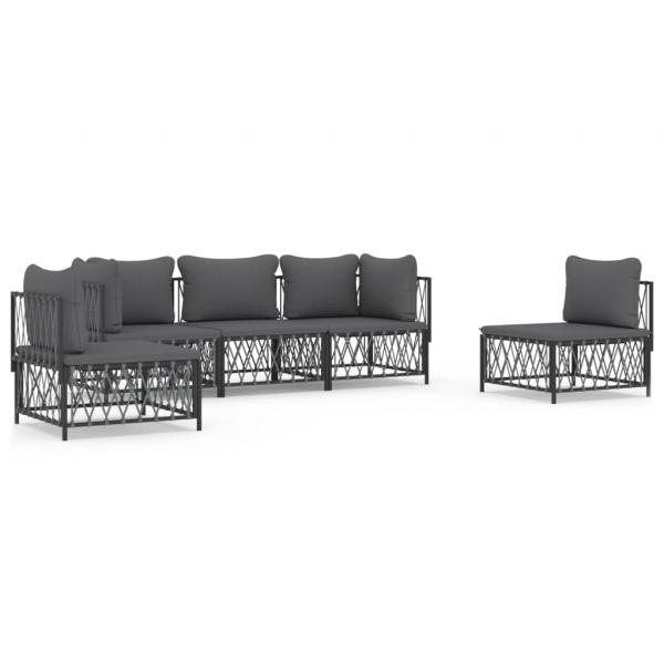 ARDEBO.de - 5-tlg. Garten-Lounge-Set mit Kissen Anthrazit Stahl