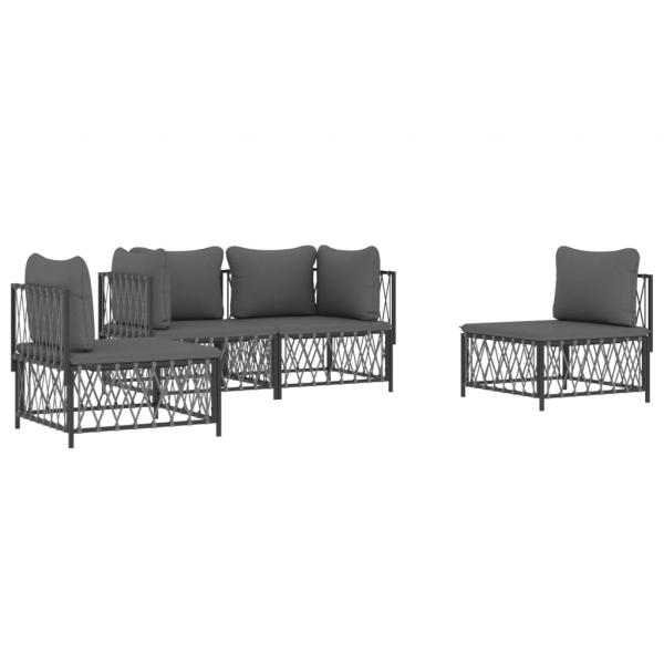 ARDEBO.de - 4-tlg. Garten-Lounge-Set mit Kissen Anthrazit Stahl