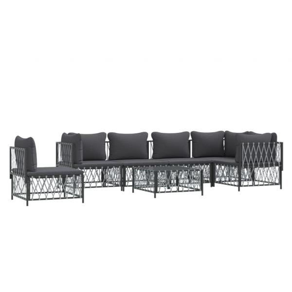 ARDEBO.de - 7-tlg. Garten-Lounge-Set mit Kissen Anthrazit Stahl