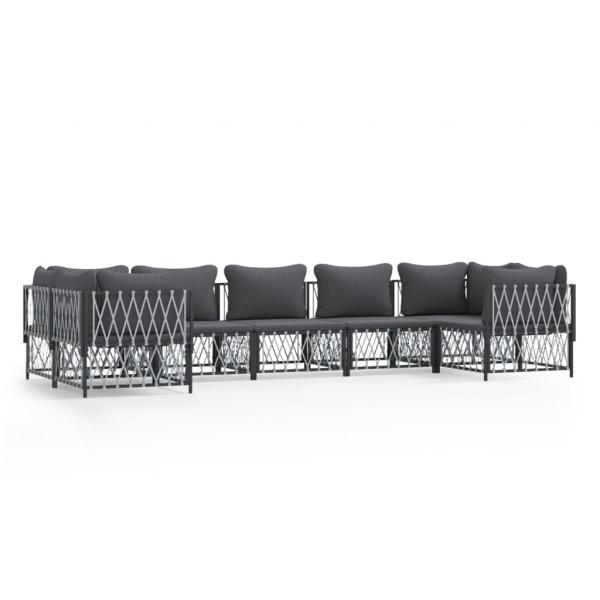 ARDEBO.de - 7-tlg. Garten-Lounge-Set mit Kissen Anthrazit Stahl