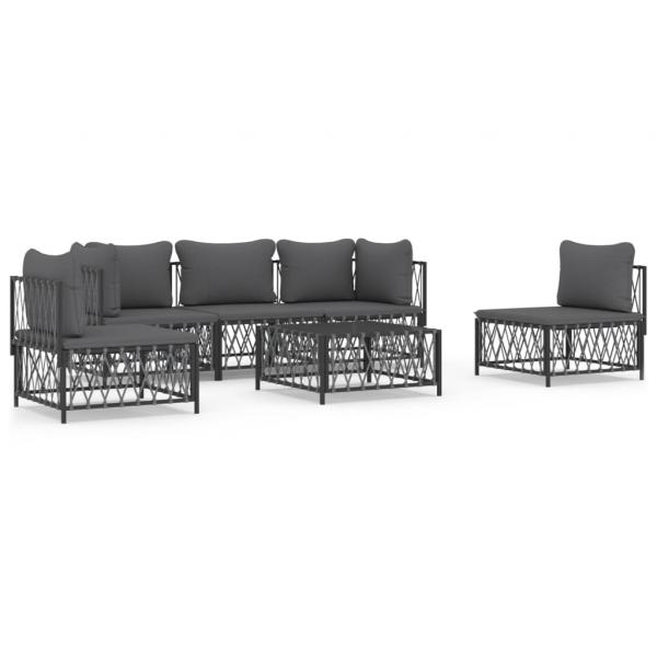 ARDEBO.de - 6-tlg. Garten-Lounge-Set mit Kissen Anthrazit Stahl