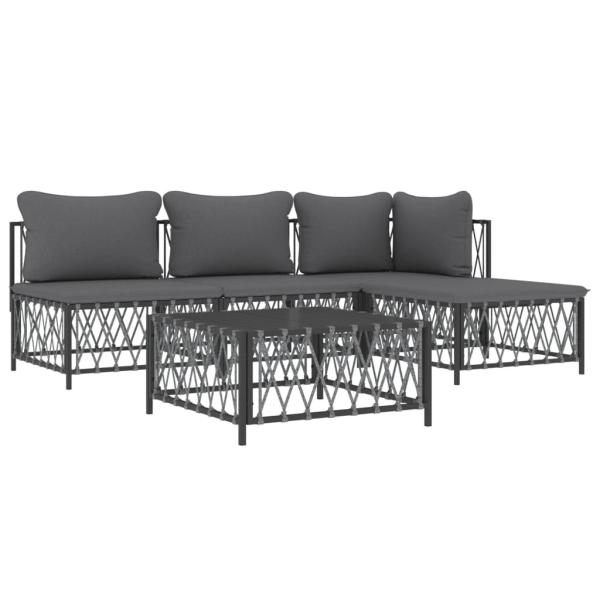 ARDEBO.de - 5-tlg. Garten-Lounge-Set mit Kissen Anthrazit Stahl