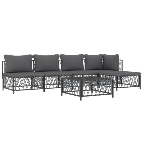 ARDEBO.de - 6-tlg. Garten-Lounge-Set mit Kissen Anthrazit Stahl