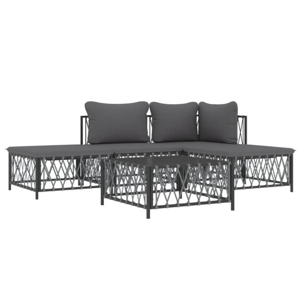 ARDEBO.de - 5-tlg. Garten-Lounge-Set mit Kissen Anthrazit Stahl