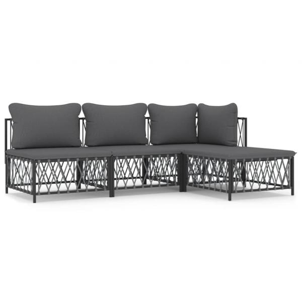 ARDEBO.de - 4-tlg. Garten-Lounge-Set mit Kissen Anthrazit Stahl