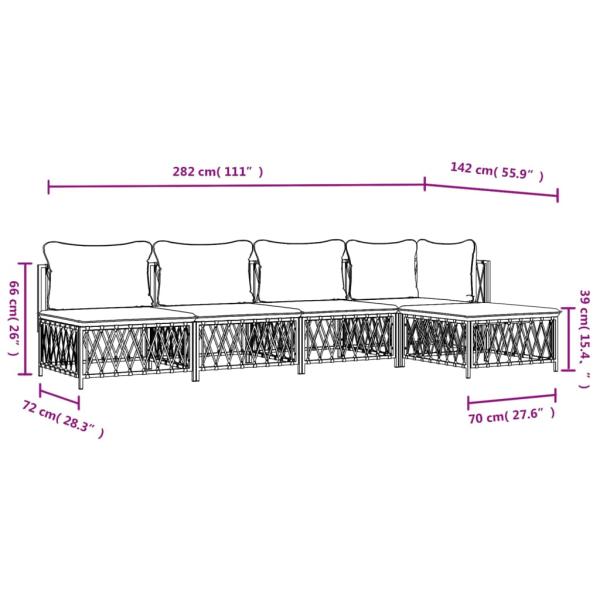 ARDEBO.de - 5-tlg. Garten-Lounge-Set mit Kissen Anthrazit Stahl