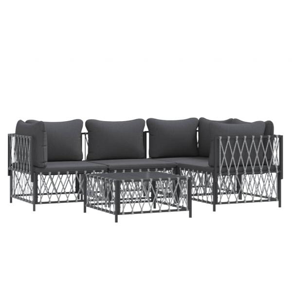 ARDEBO.de - 5-tlg. Garten-Lounge-Set mit Kissen Anthrazit Stahl
