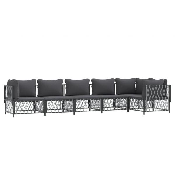 ARDEBO.de - 6-tlg. Garten-Lounge-Set mit Kissen Anthrazit Stahl