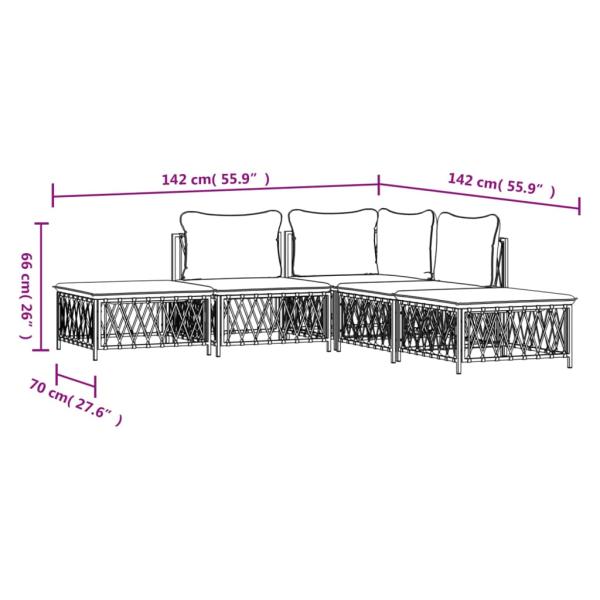 ARDEBO.de - 5-tlg. Garten-Lounge-Set mit Kissen Anthrazit Stahl
