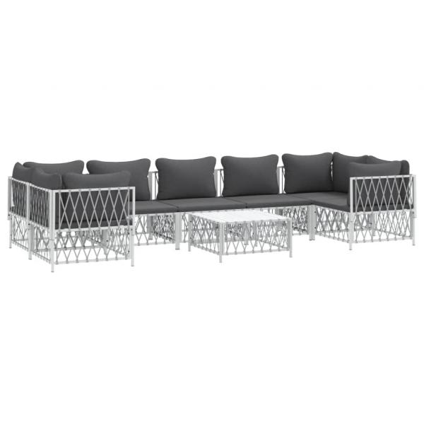 ARDEBO.de - 8-tlg. Garten-Lounge-Set mit Kissen Weiß Stahl