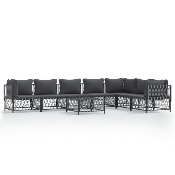 ARDEBO.de - 8-tlg. Garten-Lounge-Set mit Kissen Anthrazit Stahl