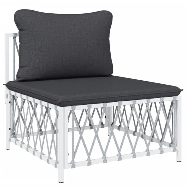 ARDEBO.de - 6-tlg. Garten-Lounge-Set mit Kissen Weiß Stahl