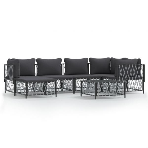 ARDEBO.de - 7-tlg. Garten-Lounge-Set mit Kissen Anthrazit Stahl