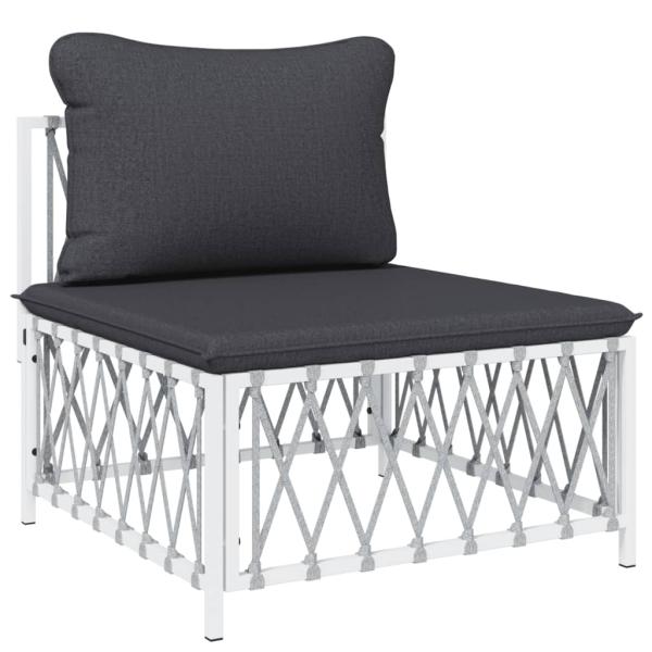 ARDEBO.de - 7-tlg. Garten-Lounge-Set mit Kissen Weiß Stahl