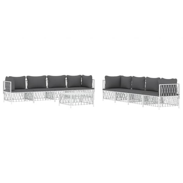 ARDEBO.de - 9-tlg. Garten-Lounge-Set mit Kissen Weiß Stahl