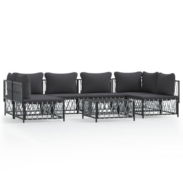ARDEBO.de - 7-tlg. Garten-Lounge-Set mit Kissen Anthrazit Stahl