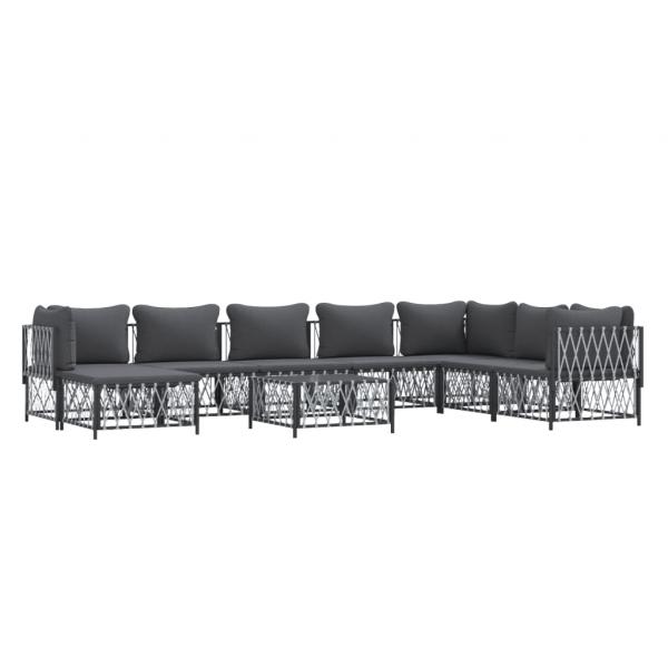ARDEBO.de - 9-tlg. Garten-Lounge-Set mit Kissen Anthrazit Stahl