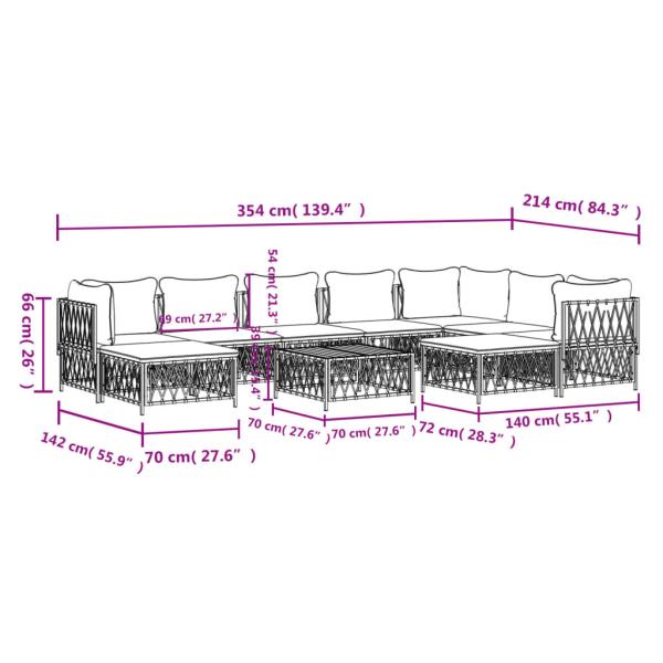 ARDEBO.de - 10-tlg. Garten-Lounge-Set mit Kissen Anthrazit Stahl