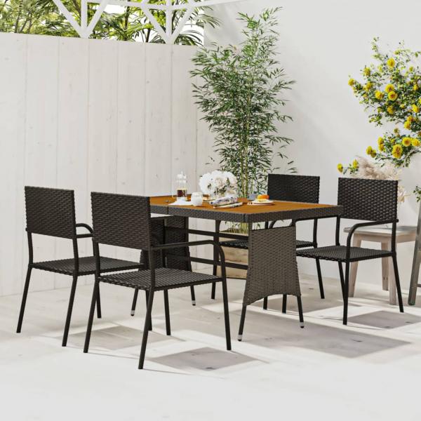ARDEBO.de - 5-tlg. Garten-Essgruppe Poly Rattan Schwarz