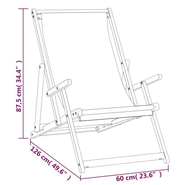 Strandstuhl Klappbar Massivholz Teak Grau