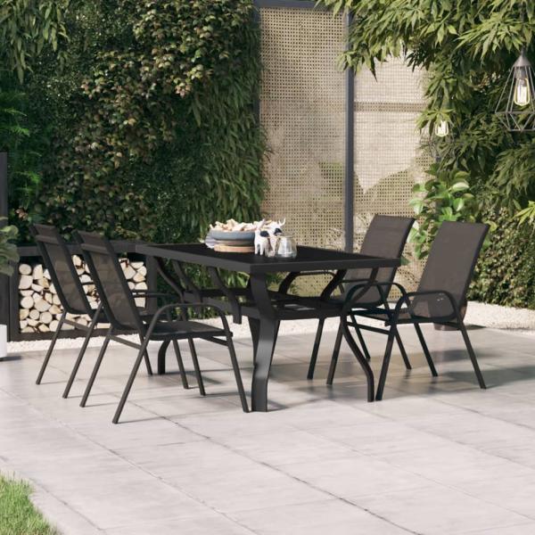 ARDEBO.de - Gartentisch Schwarz 140x70x70 cm Stahl und Glas