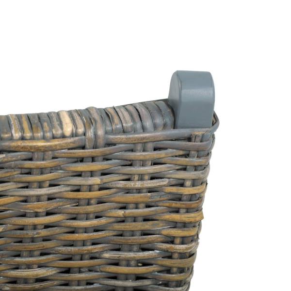 Relaxstuhl Grau Natur Kubu-Rattan und Massivholz Mahagoni