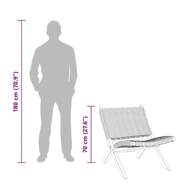 Relaxstuhl Grau Natur Kubu-Rattan und Massivholz Mahagoni