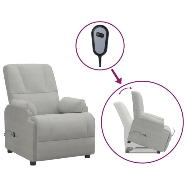 Relaxsessel mit Aufstehhilfe Hellgrau Wildleder-Optik