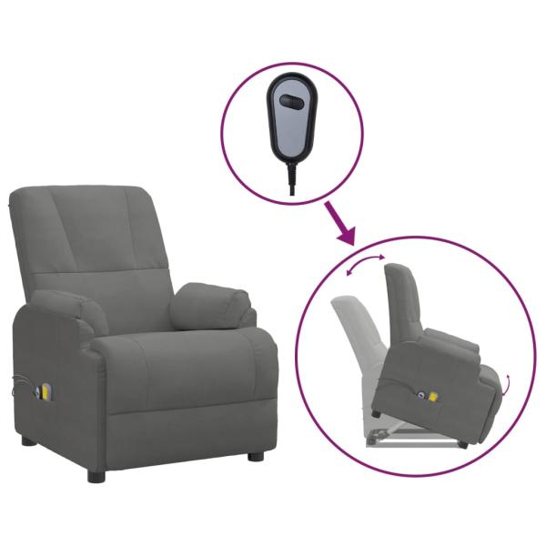 Massagesessel mit Aufstehhilfe Dunkelgrau Wildleder-Optik