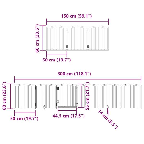 12-tlg. Hundetor mit Tür Faltbar 600 cm Pappelholz