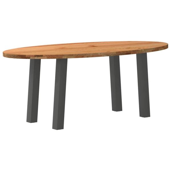 Esstisch Hellbraun 200x100x74 cm Massivholz Eiche Oval