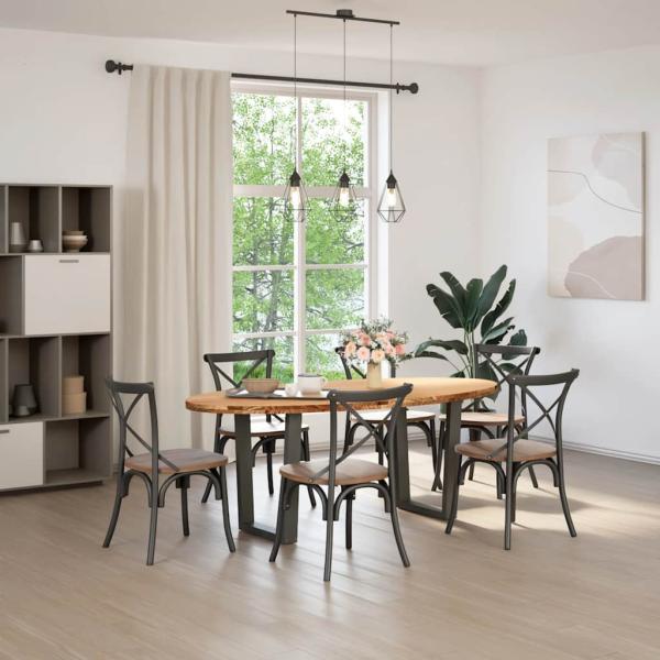 Esstisch Hellbraun 200x100x74 cm Massivholz Eiche Oval