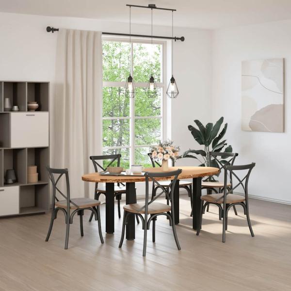 Esstisch Hellbraun 200x100x74 cm Massivholz Eiche Oval