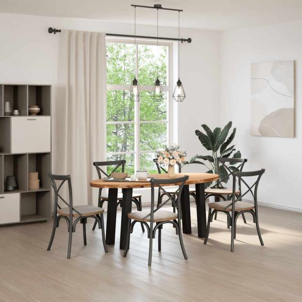 Esstisch Hellbraun 200x100x74 cm Massivholz Eiche Oval