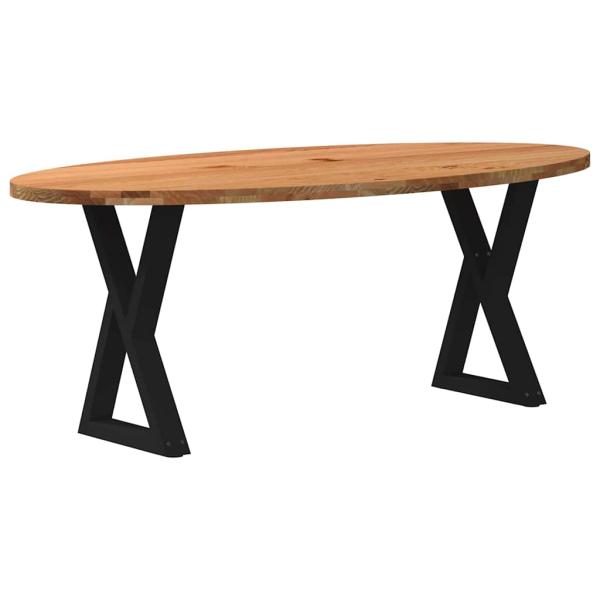 Esstisch Hellbraun 200x100x74 cm Massivholz Eiche Oval