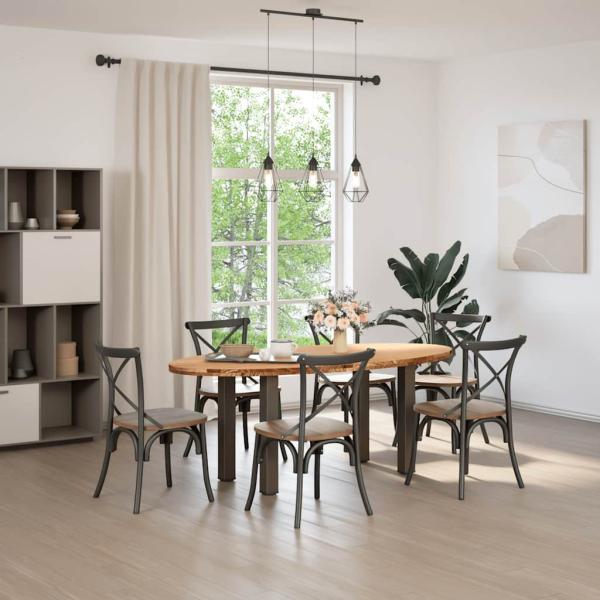 Esstisch Hellbraun 200x100x74 cm Massivholz Eiche Oval