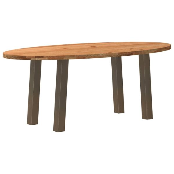 Esstisch Hellbraun 200x100x74 cm Massivholz Eiche Oval