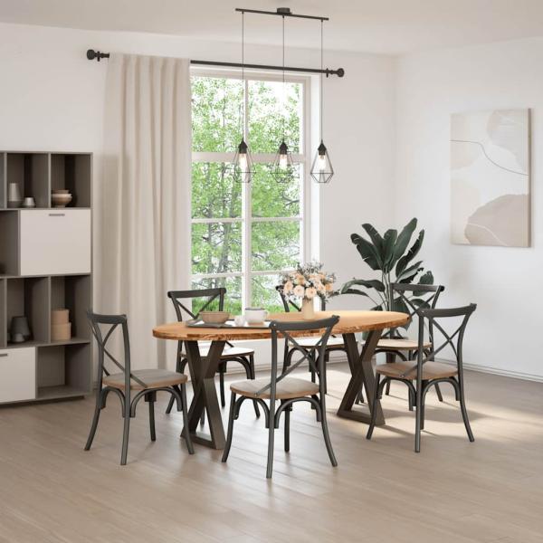 Esstisch Hellbraun 200x100x74 cm Massivholz Eiche Oval