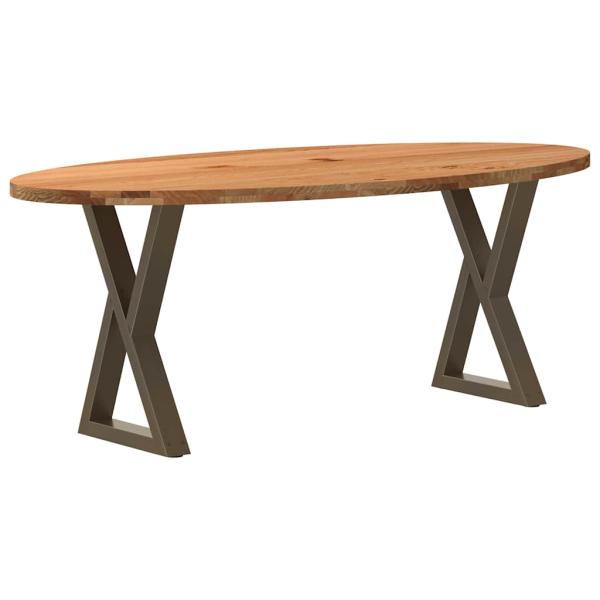 Esstisch Hellbraun 200x100x74 cm Massivholz Eiche Oval