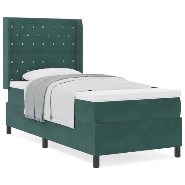 Boxspringbett mit Kopfteil Dunkelgrün 90 x 200 cm Samt