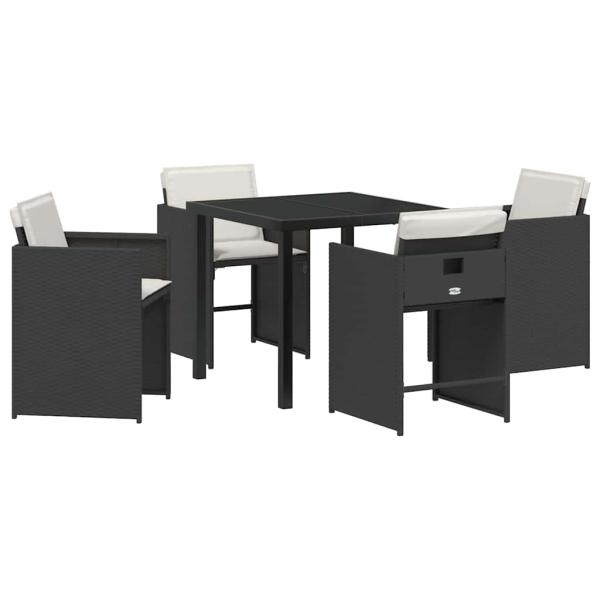 Garten Essgruppe 5 pcs Schwarz Poly-Rattan